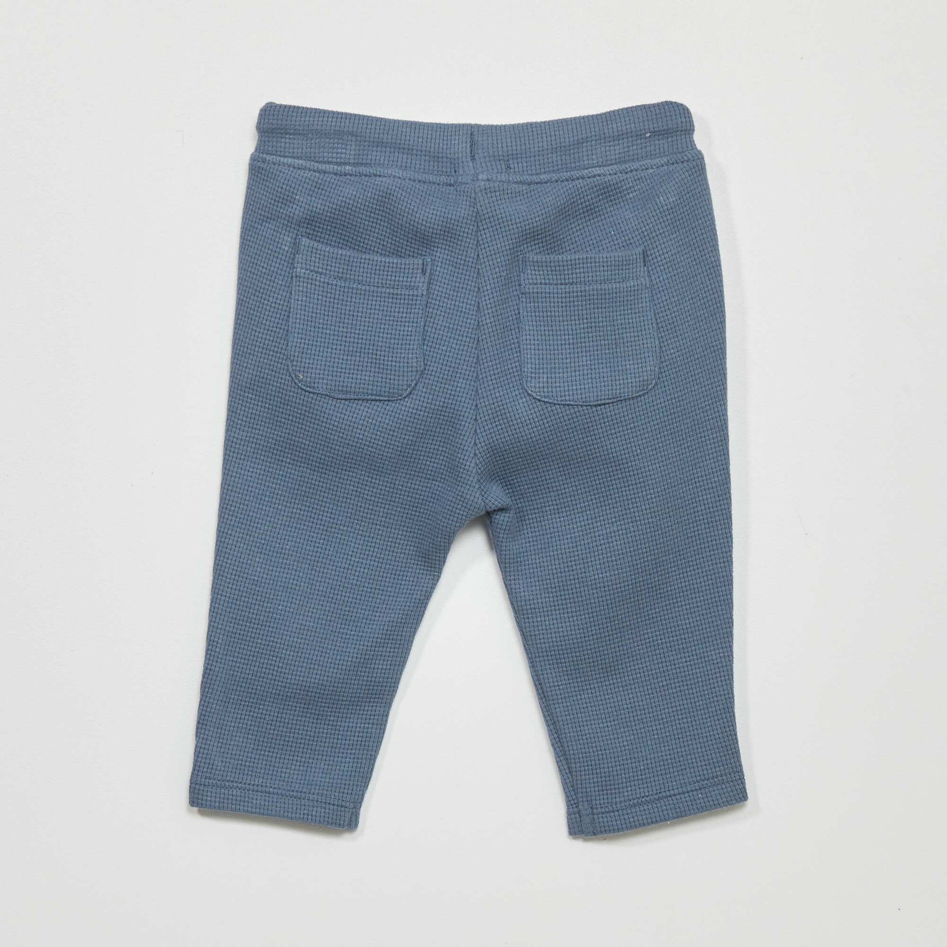 Pantalon de jogging en maille gaufr e Bleu