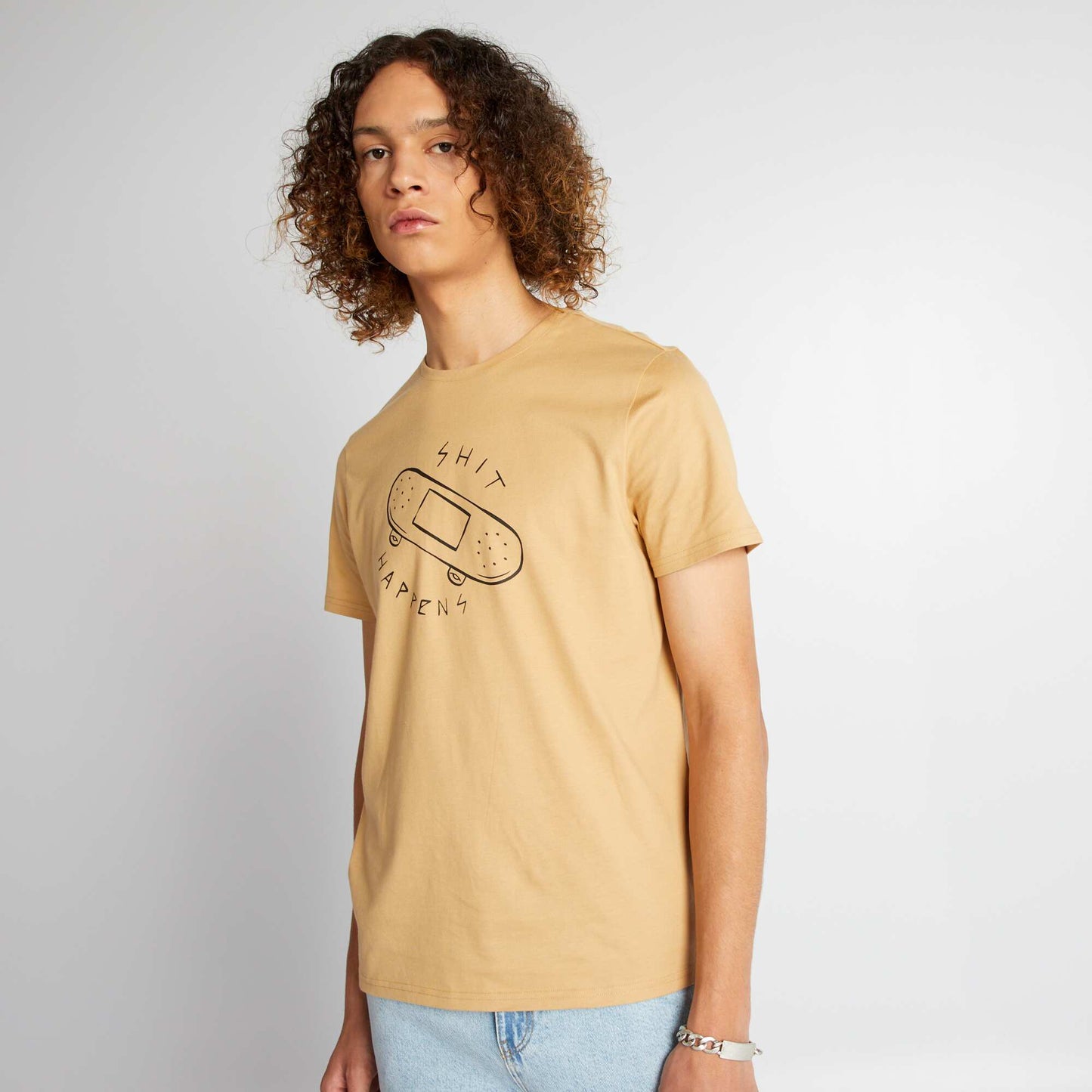 Tee-shirt en jersey avec imprim Beige