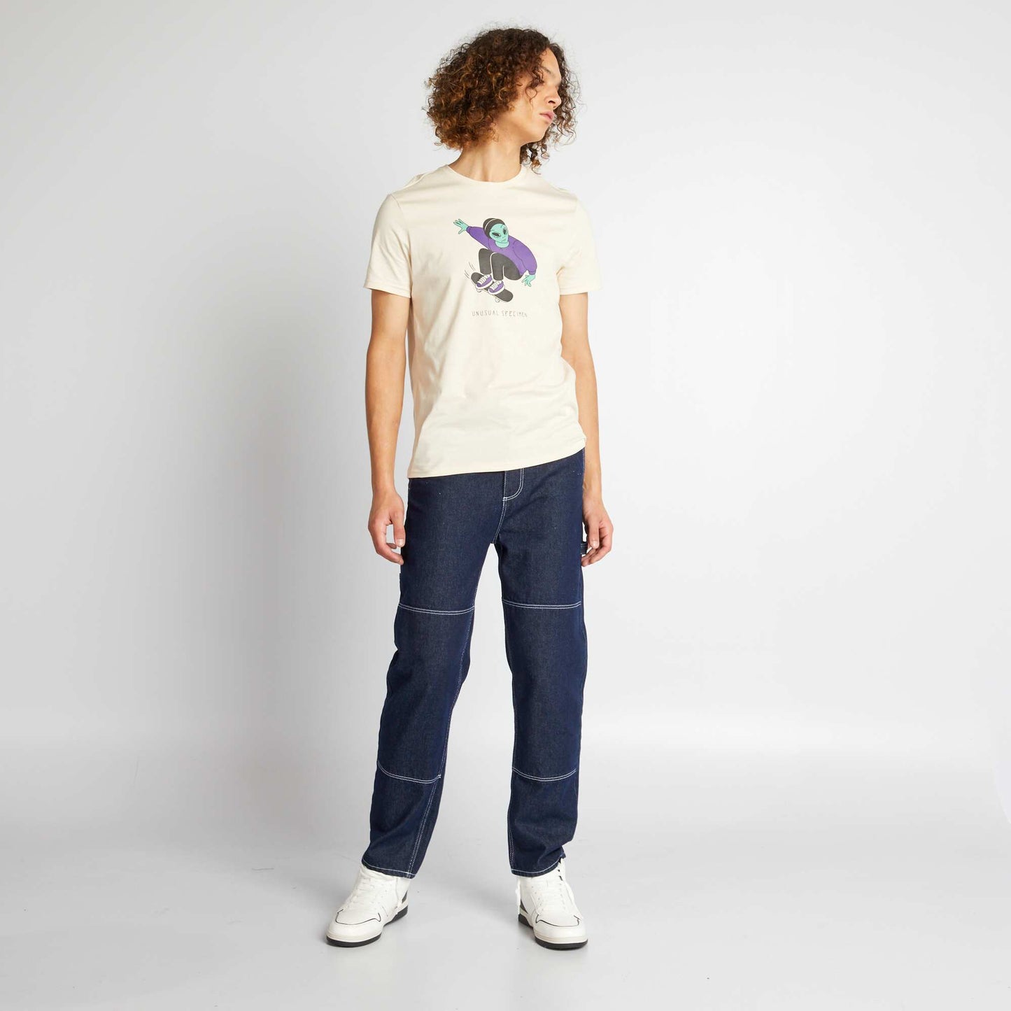 Tee-shirt en jersey avec imprim Beige