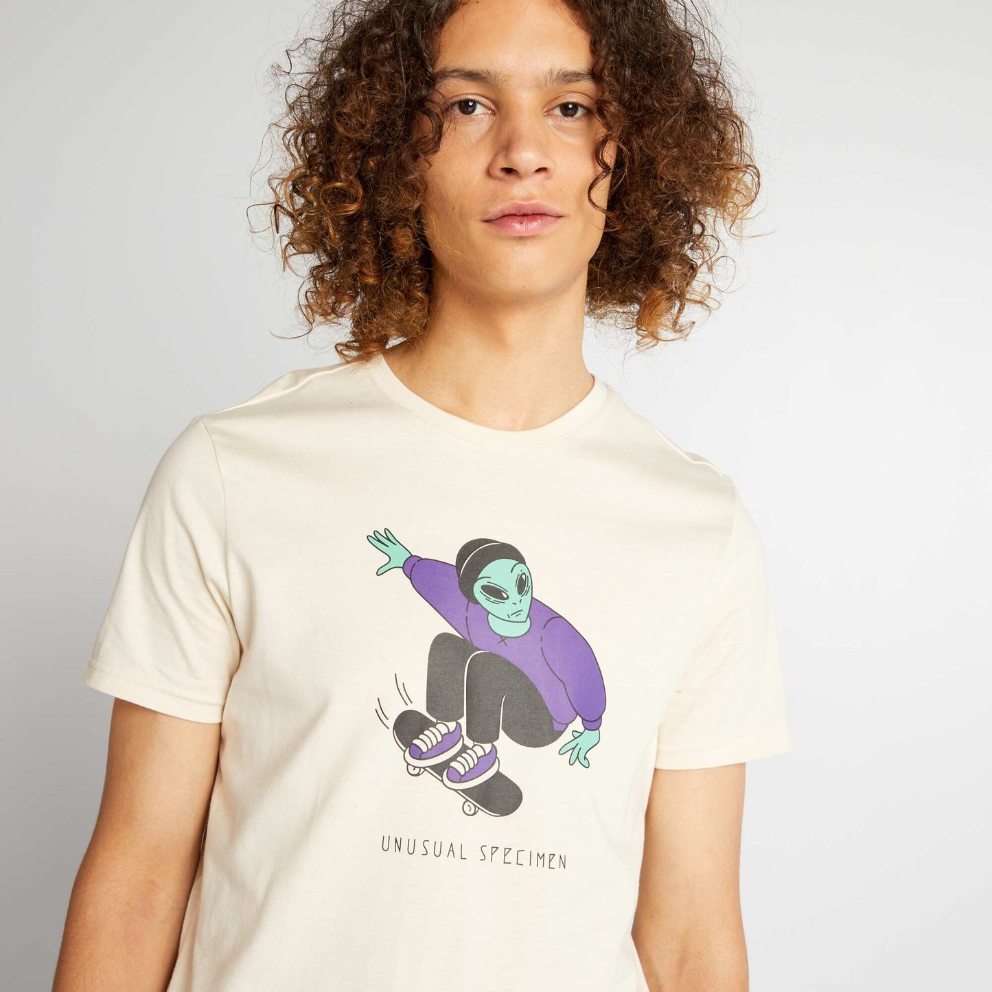 Tee-shirt en jersey avec imprim Beige