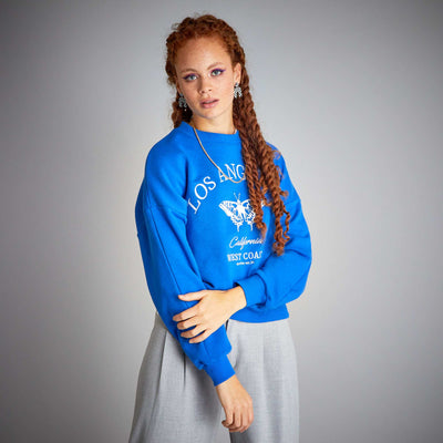 Sweat oversize en molleton Bleu
