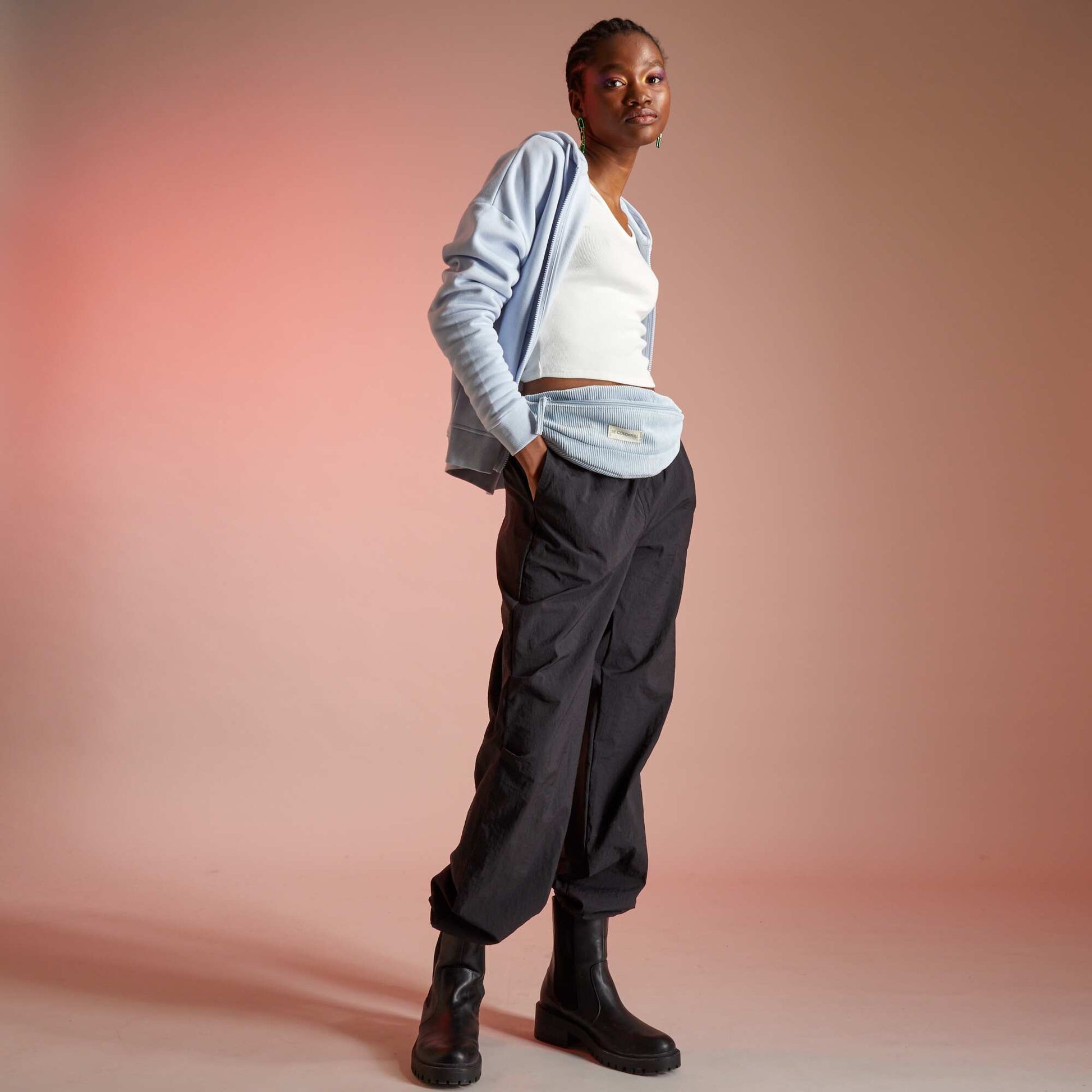 Pantalon parachute en nylon noir