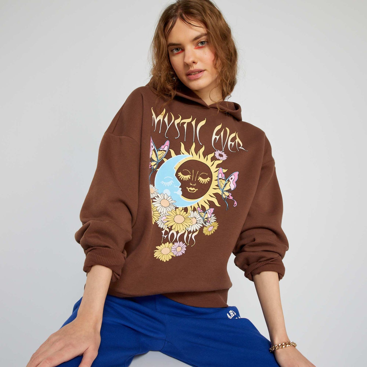 Sweat oversize en molleton Marron