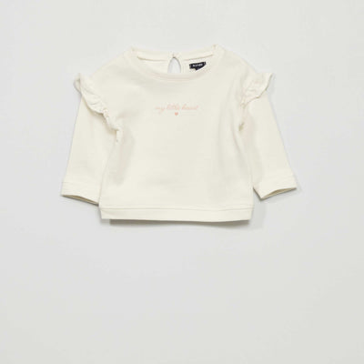 Sweat en molleton avec volants Blanc