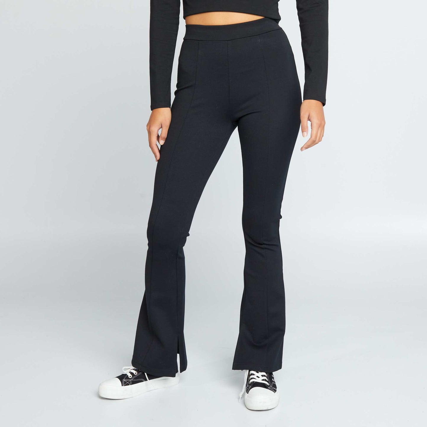 Pantalon flare bootcut avec fentes noir