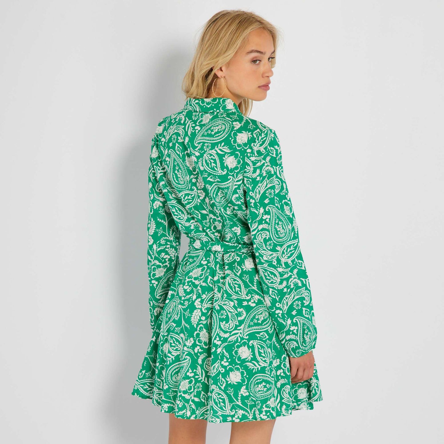 Robe chemise courte imprim e Vert