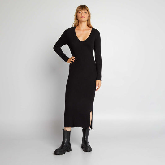 Robe en maille c tel e noir
