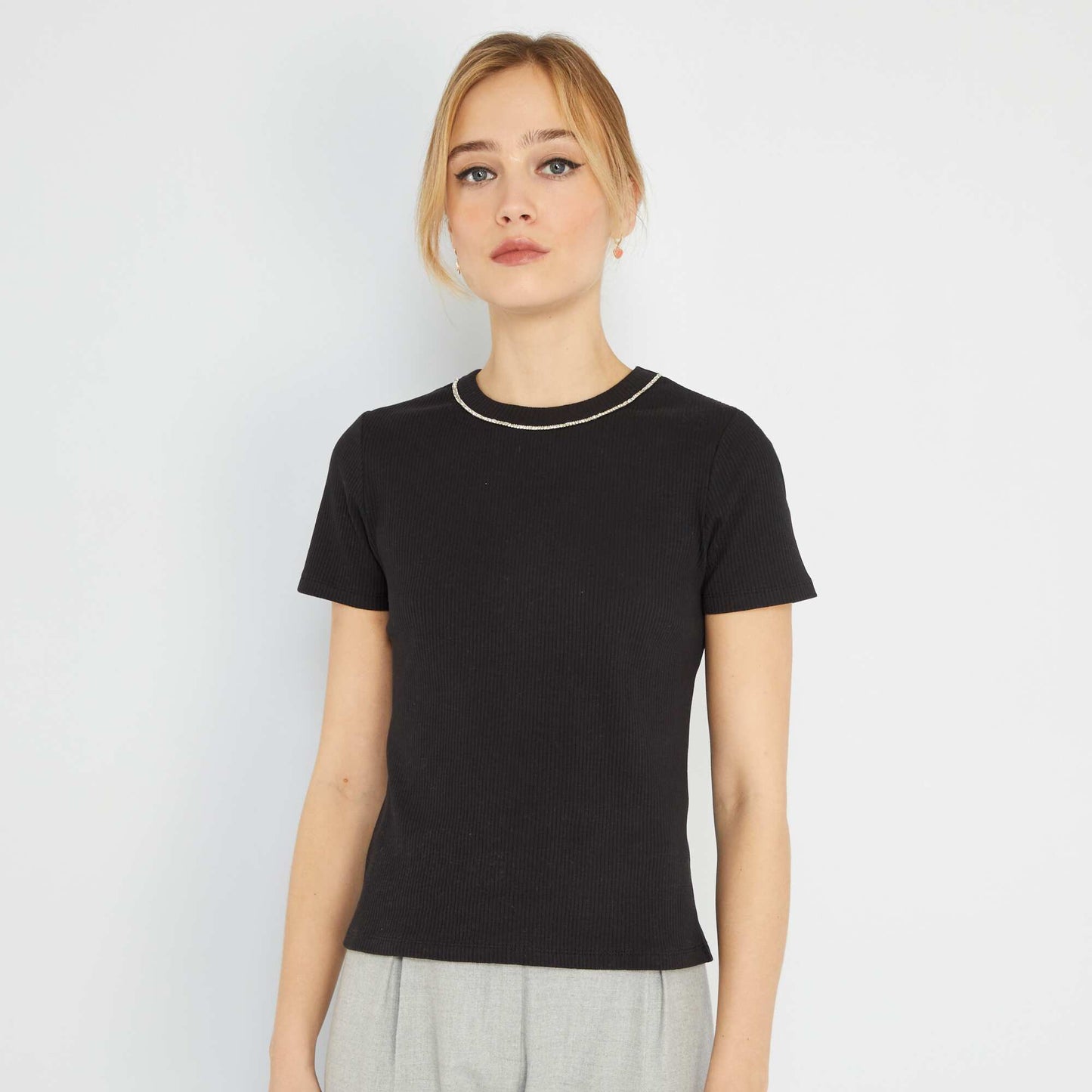 T-shirt en maille c tel e noir