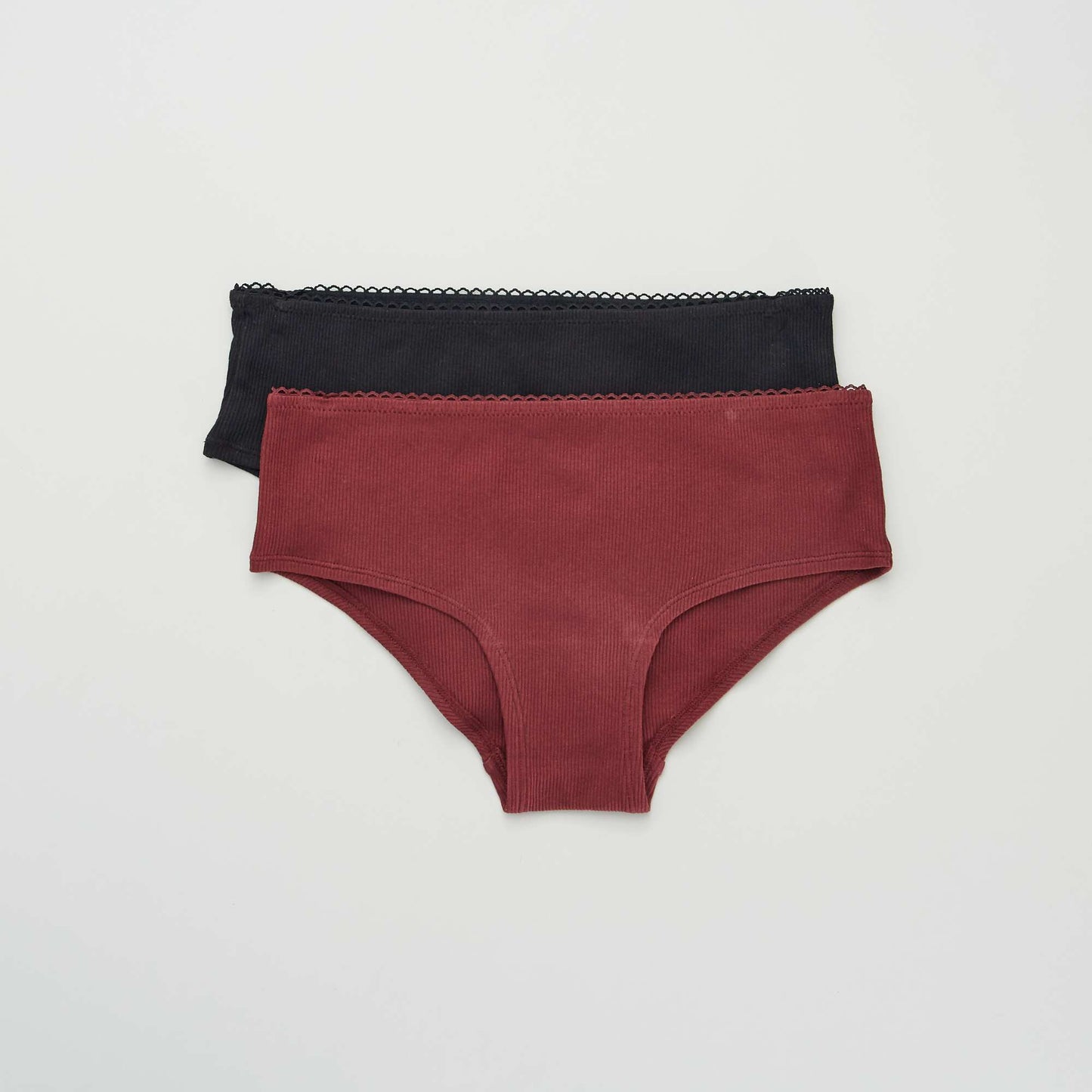 Lot de 2 shorties en maille Noir/bordeaux