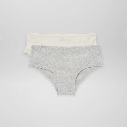 Lot de 2 shorties en maille Blanc/gris