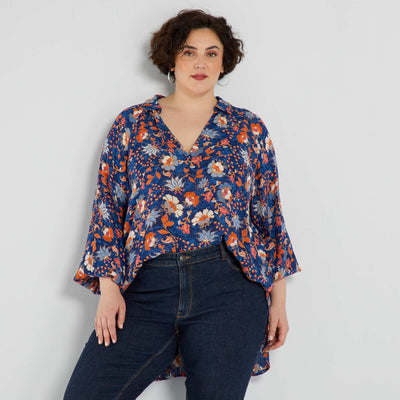 Blouse fluide avec imprim Bleu