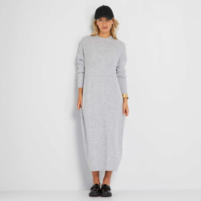 Robe longue oversize et c tel e Gris