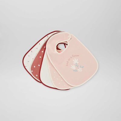 Lot de 5 bavoirs ponge Rose/beige