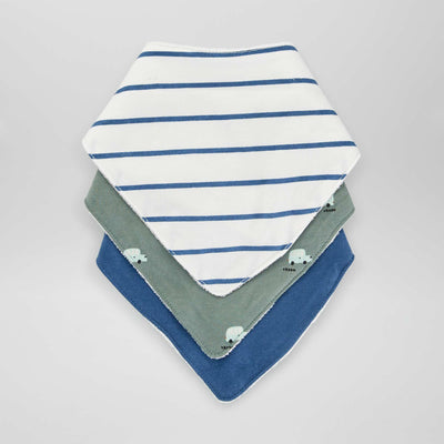Lot de 3 bavoirs triangle Bleu