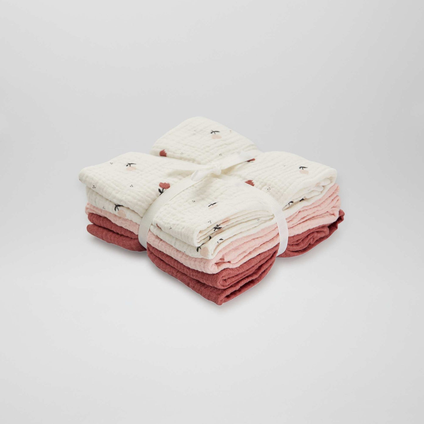 Lot de 3 langes en gaze de coton Rose