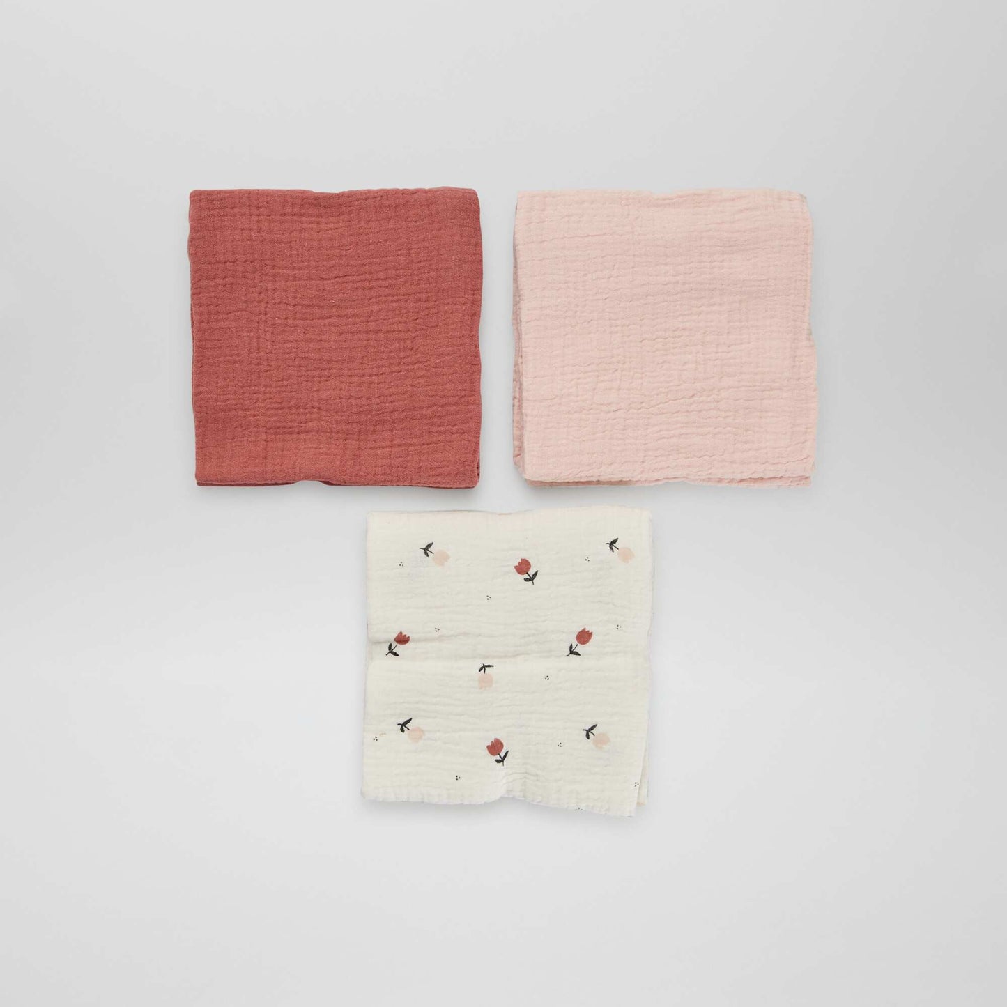 Lot de 3 langes en gaze de coton Rose