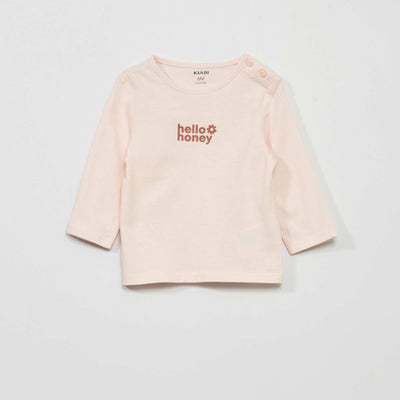 T-shirt manches longues avec imprim Rose