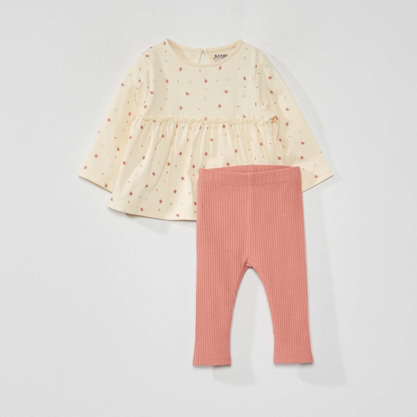 Ensemble t-shirt + legging - 2 pi ces Rose/beige