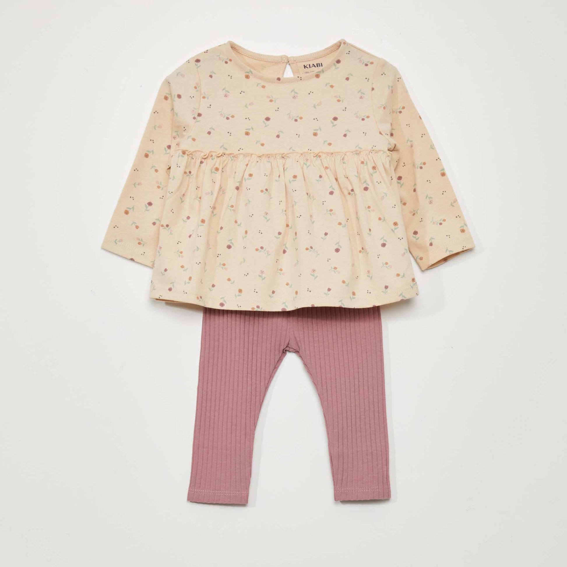 Ensemble t-shirt + legging - 2 pi ces Beige/rose
