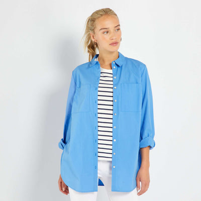 Chemise droite en popeline Bleu