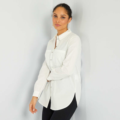 Chemise droite en popeline Blanc