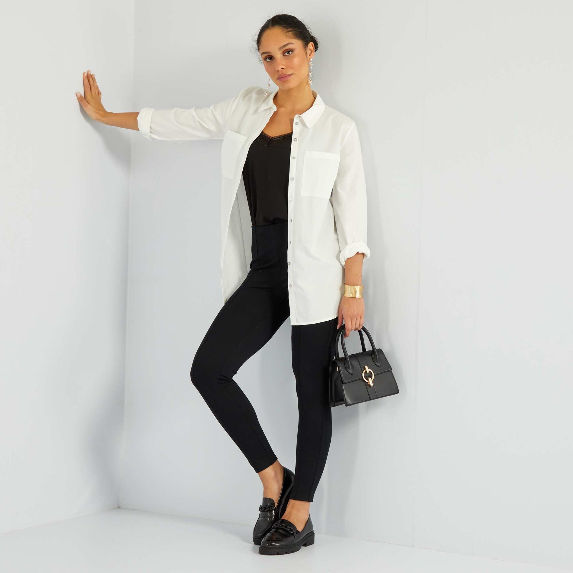 Chemise droite en popeline Blanc