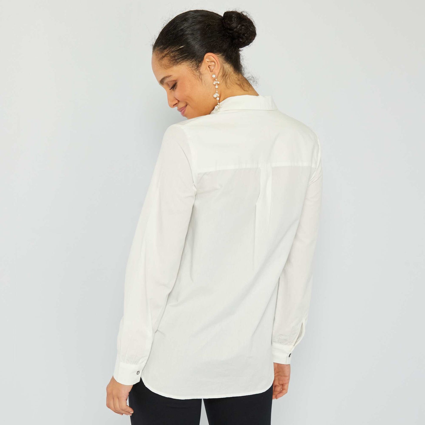 Chemise droite en popeline Blanc