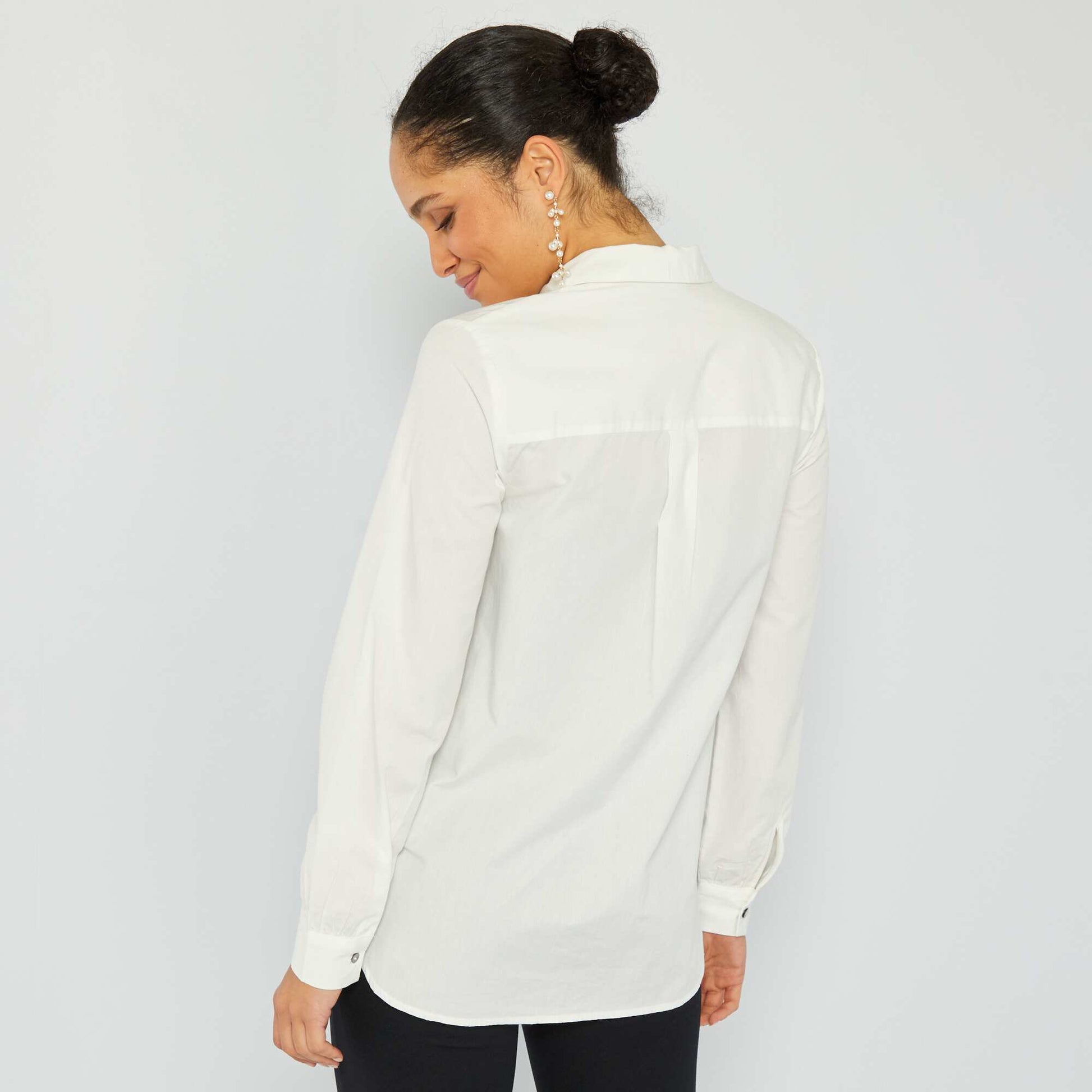 Chemise droite en popeline Blanc