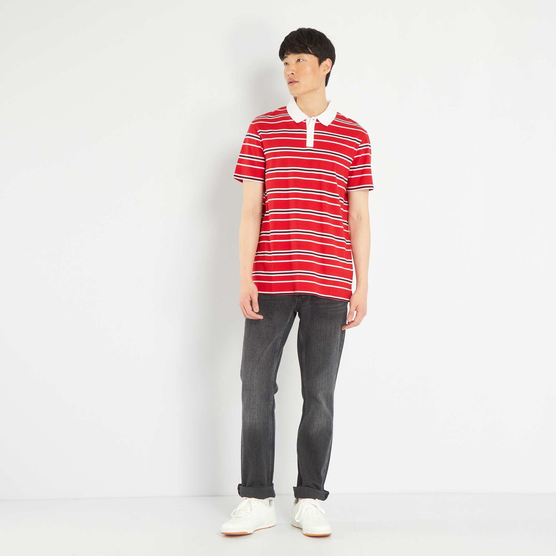 Polo en maille piqu e Rouge