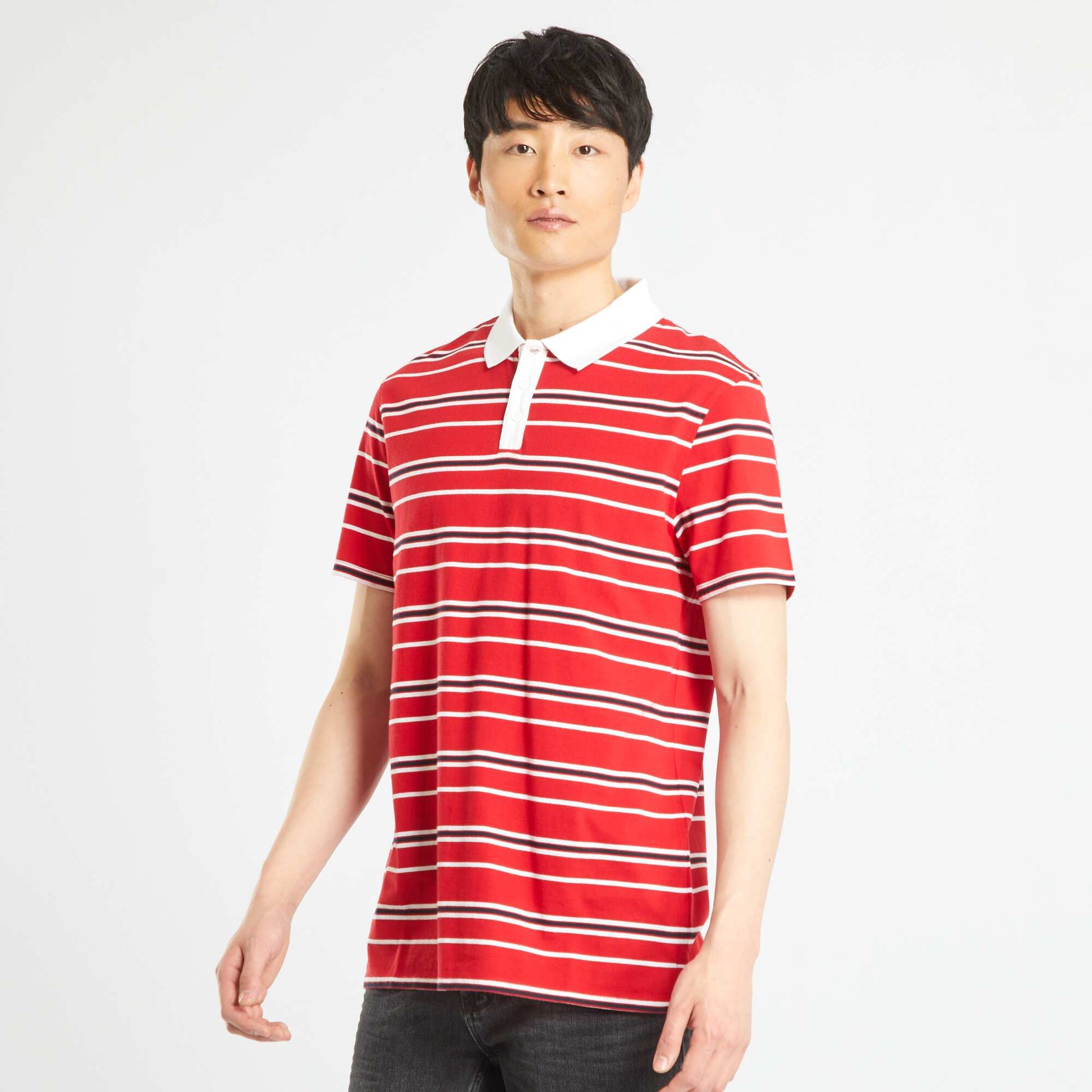 Polo en maille piqu e Rouge