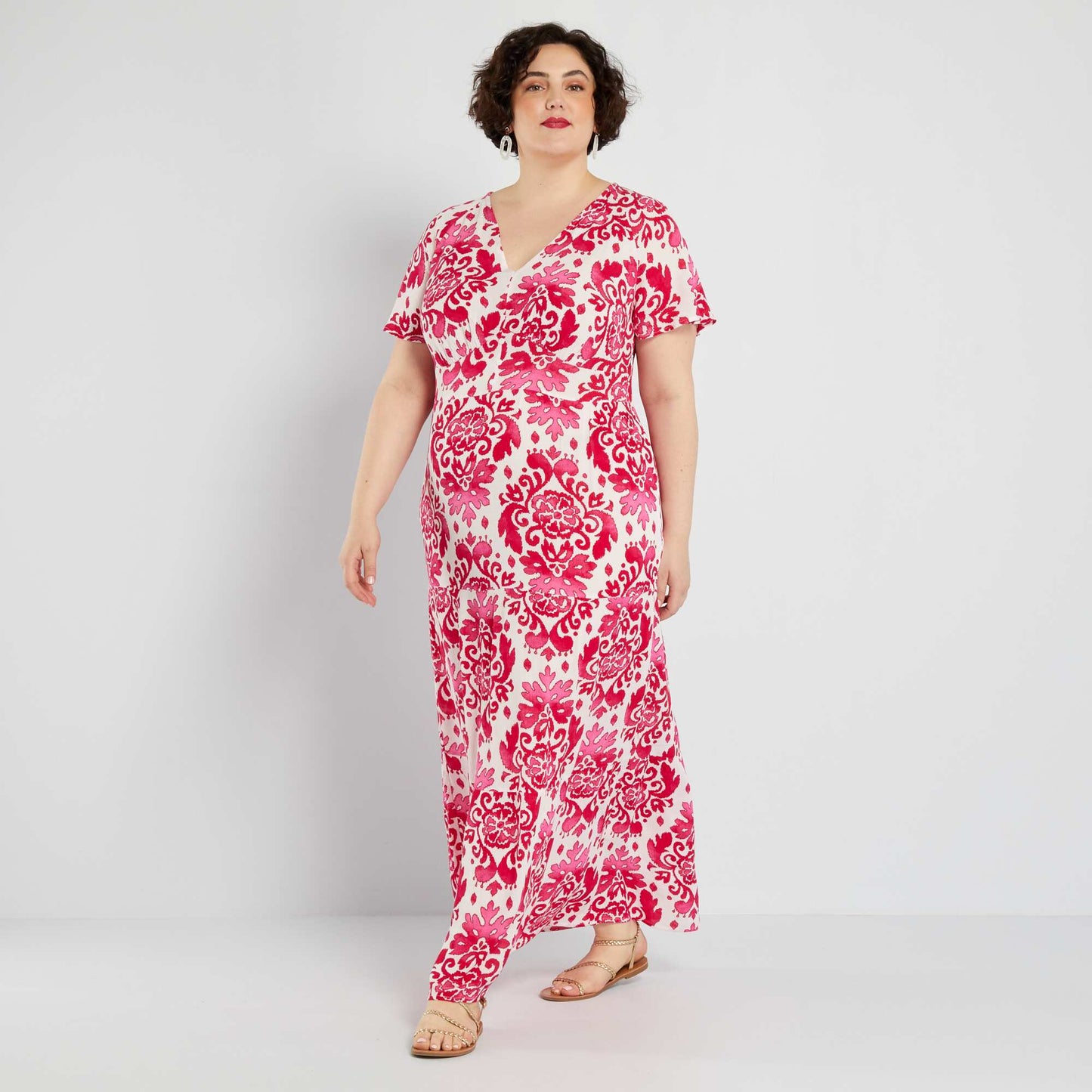 Robe longue avec imprim Rose