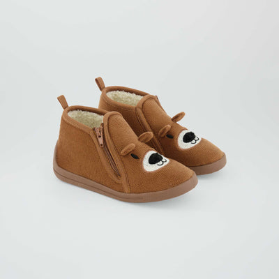 Chaussons botillon fourr en sherpa Marron