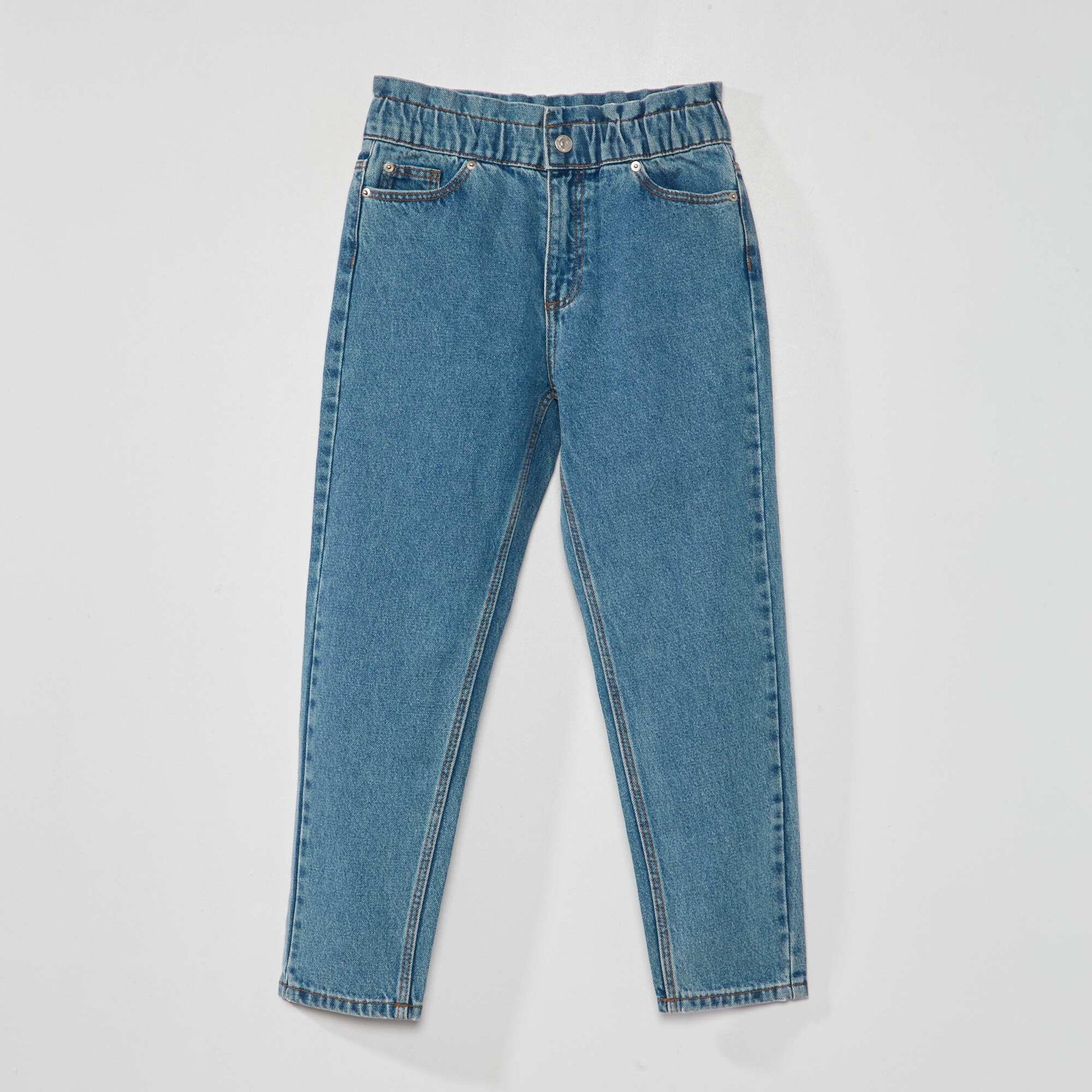 Jean mom paper bag - 5 poches Bleu