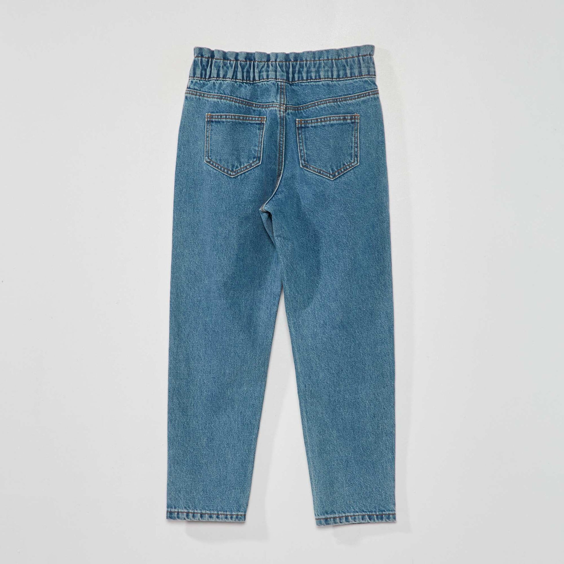 Jean mom paper bag - 5 poches Bleu