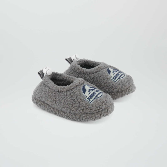 Chaussons souples en sherpa 'Jurassic Park' Marron