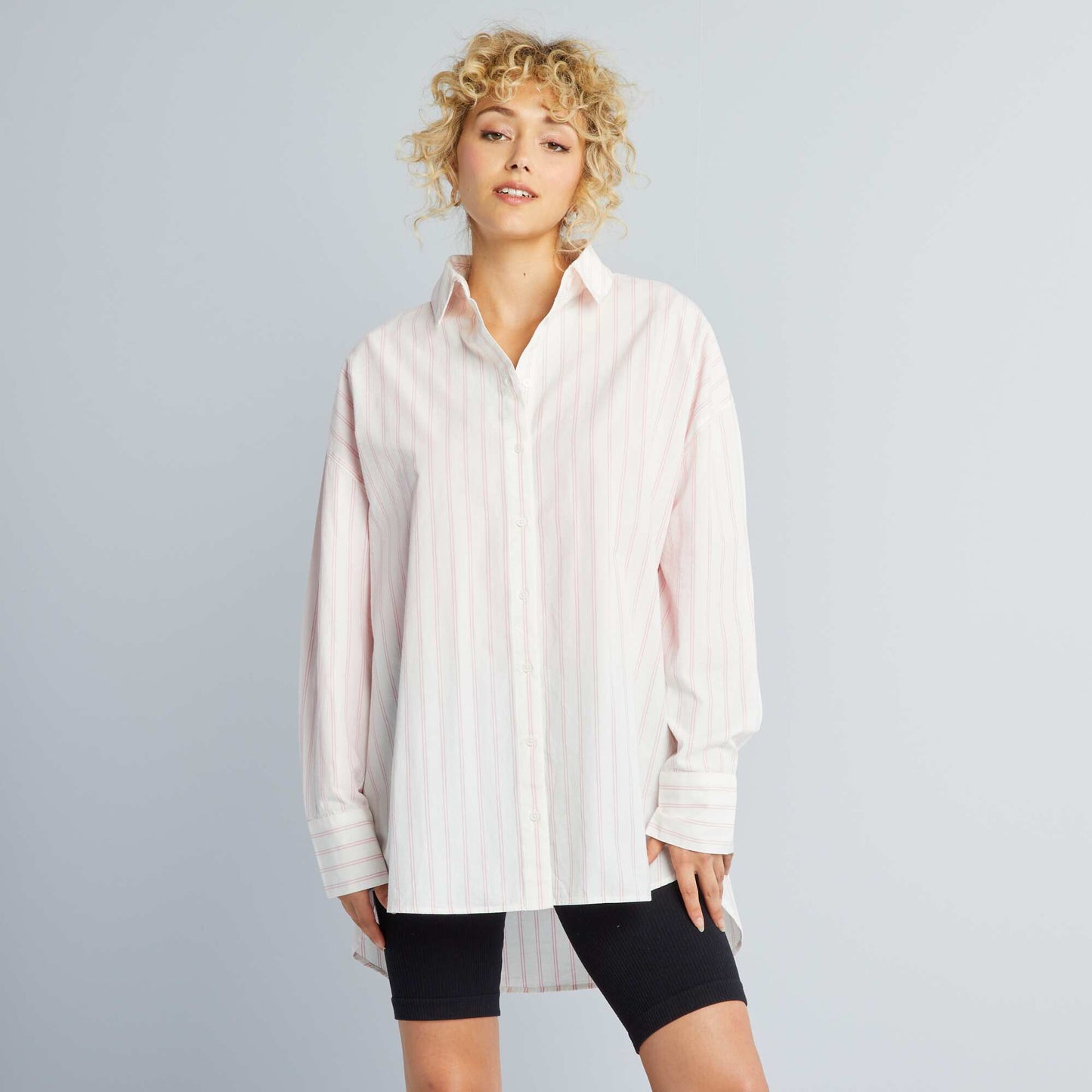 Chemise oversize en popeline Rose/blanc