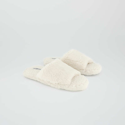 Chaussons mules en sherpa blanc