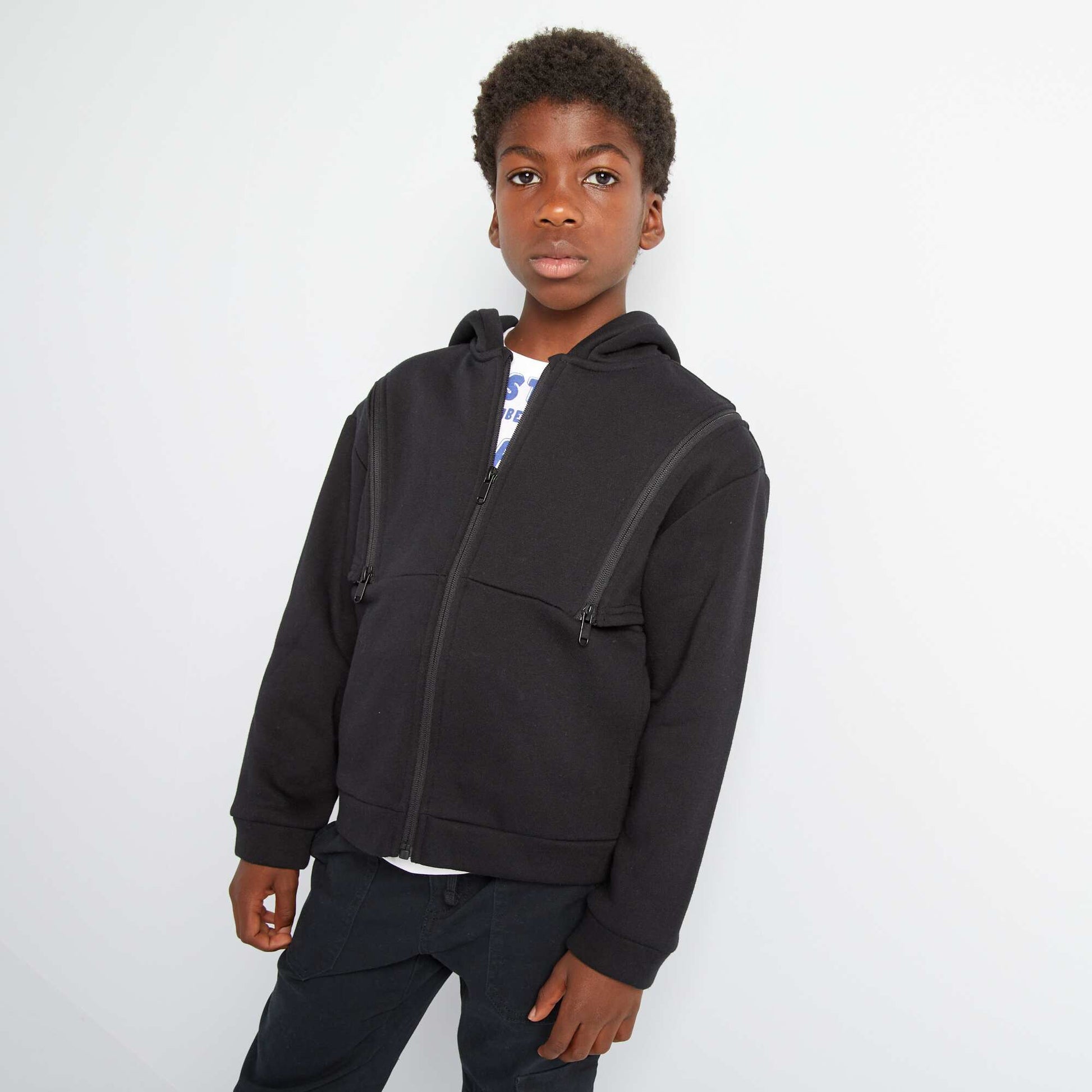 Sweat zipp e capuche noir