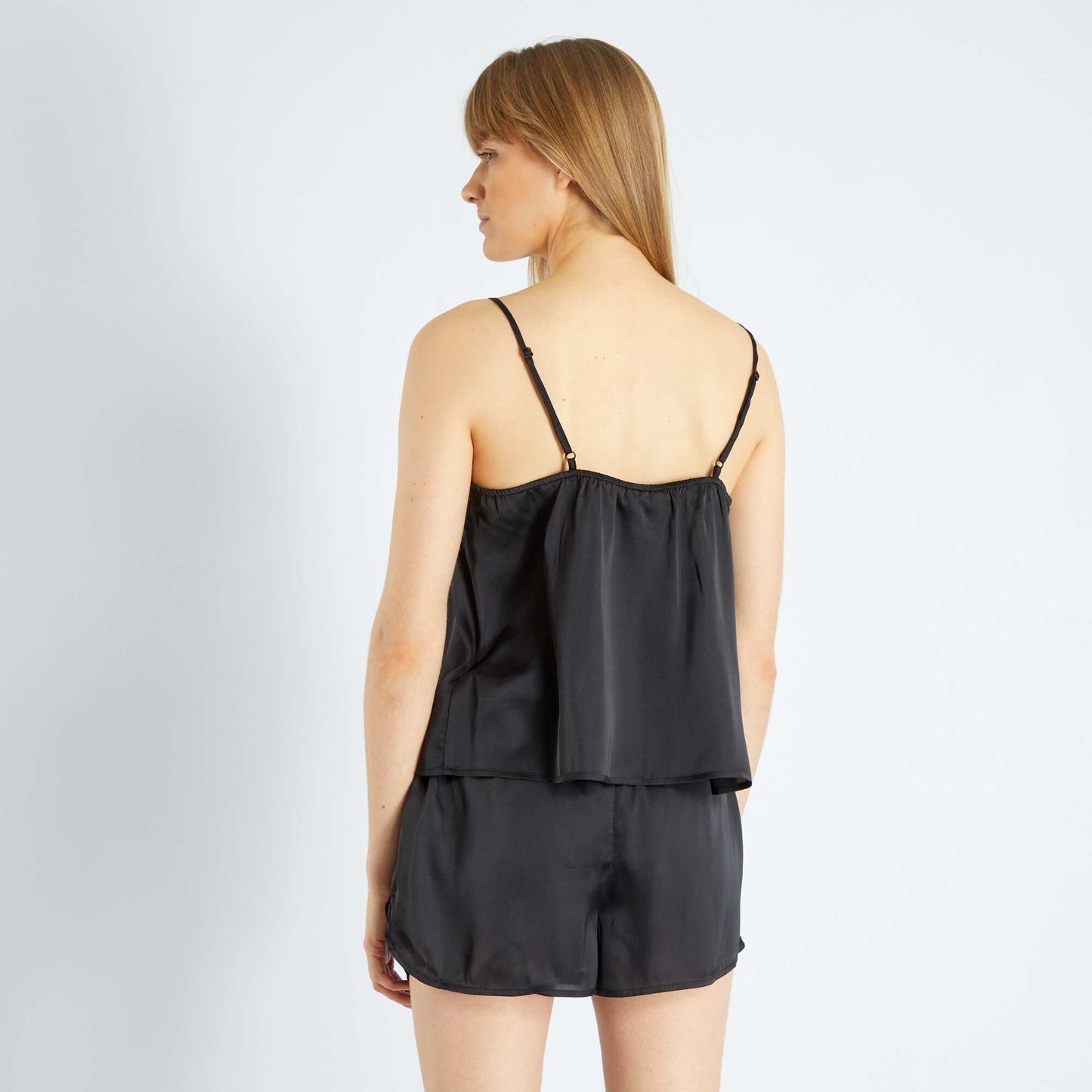 Ensemble pyjama short satin - 2 pi ces noir