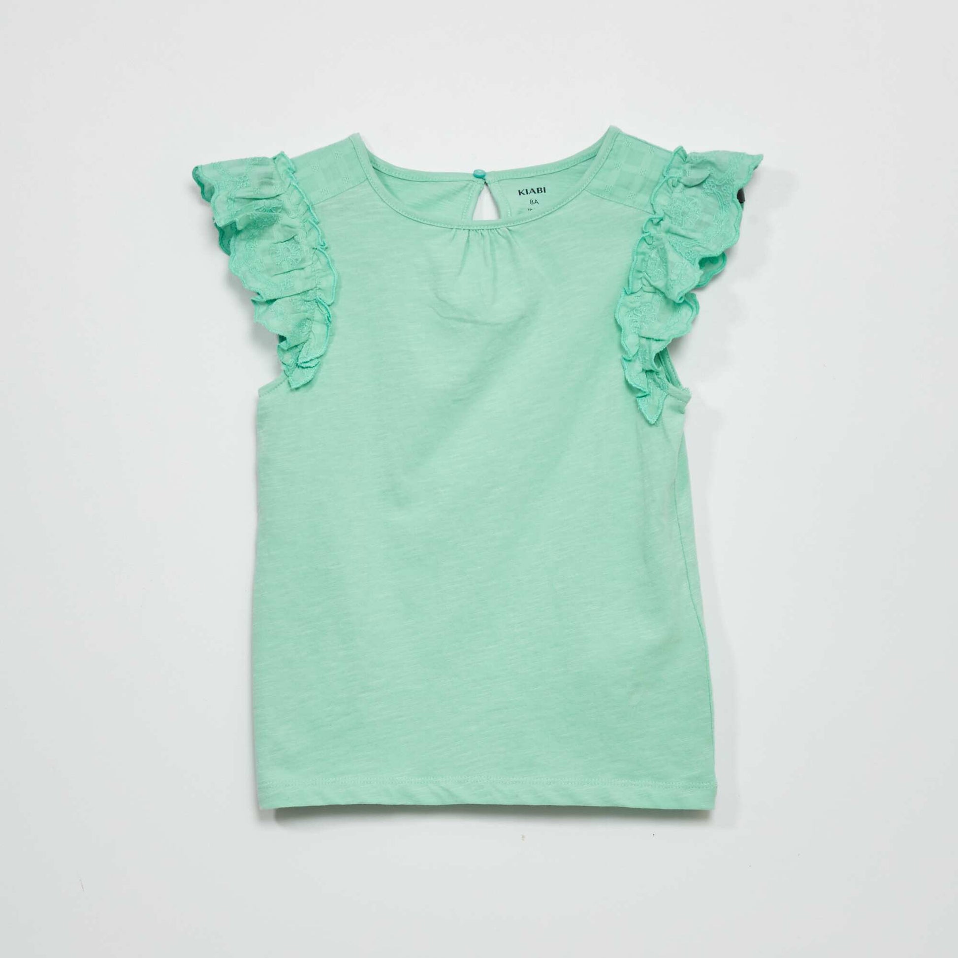 T-shirt en jersey avec manches volant es Vert