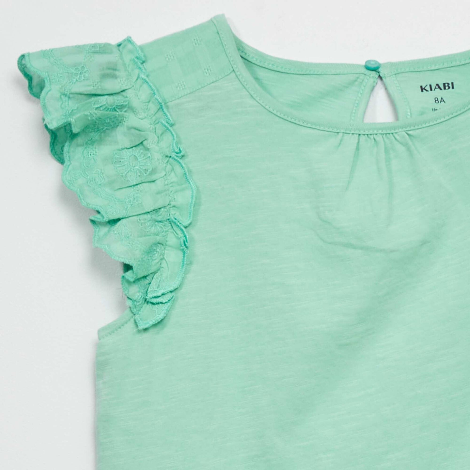 T-shirt en jersey avec manches volant es Vert