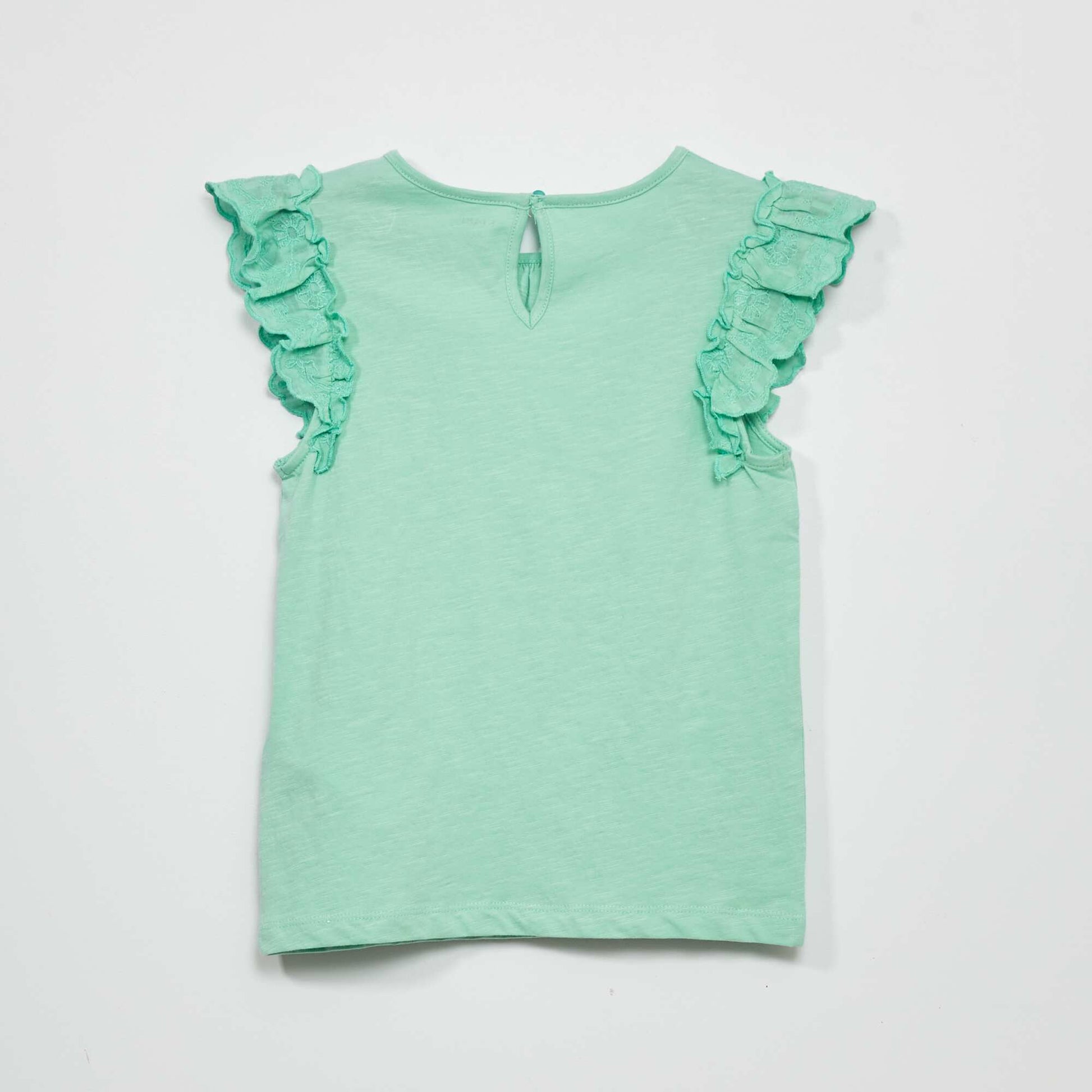 T-shirt en jersey avec manches volant es Vert