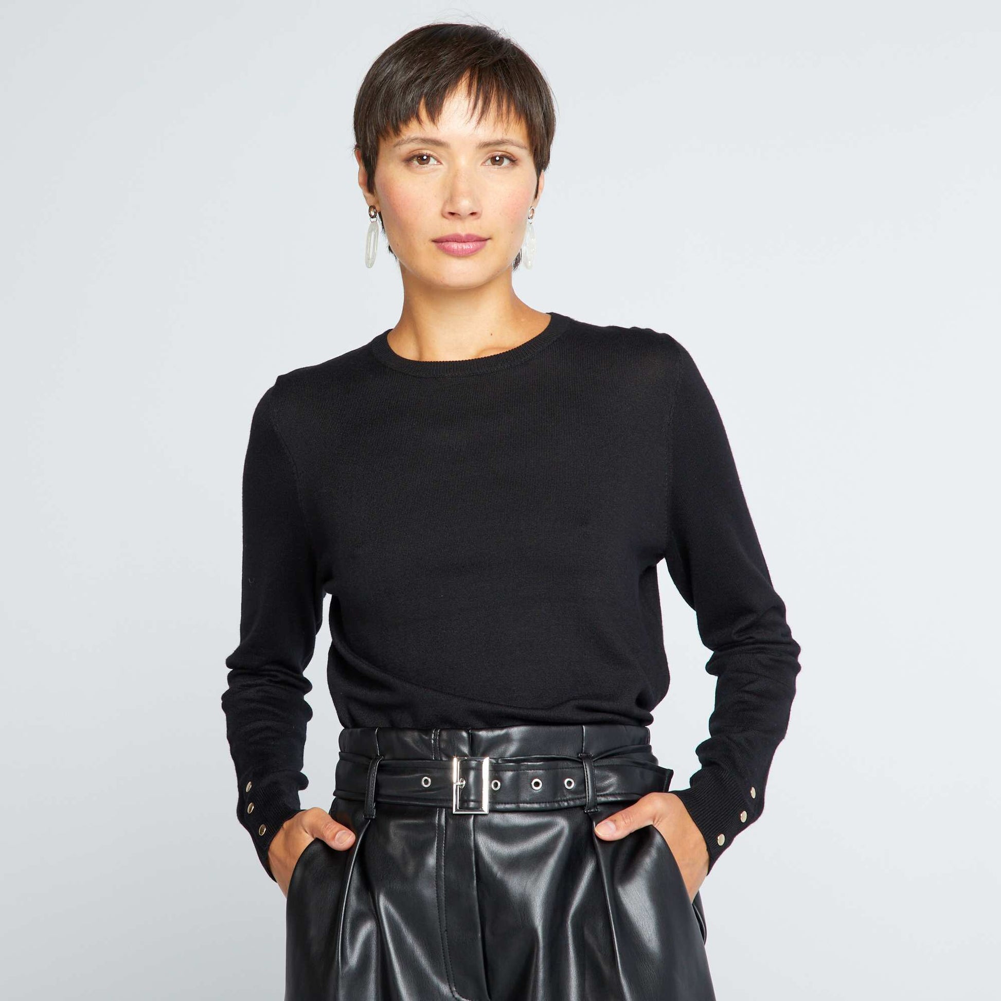 Pull en maille fine noir