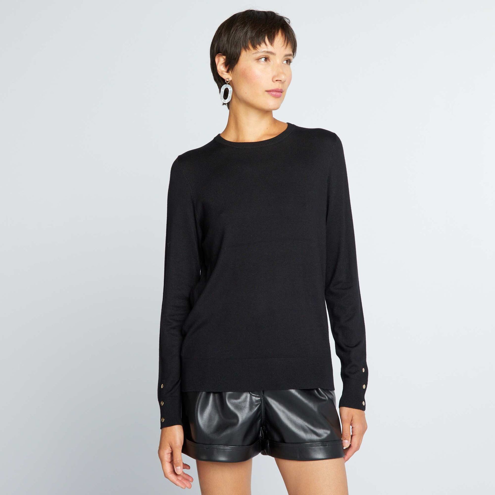 Pull en maille fine noir