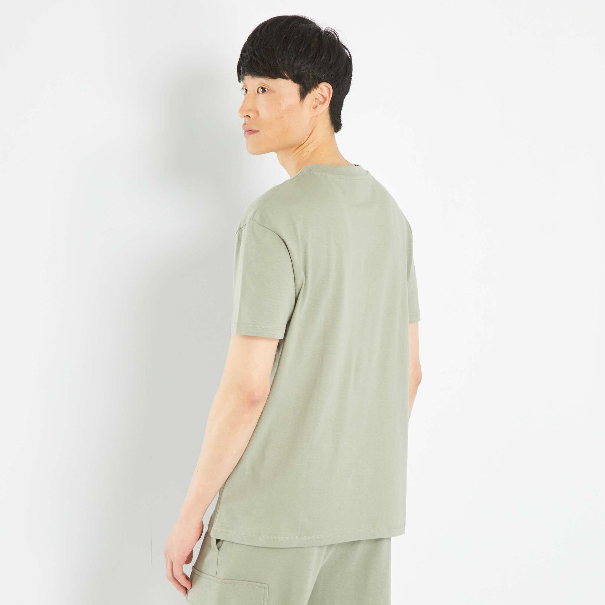 T-shirt large en jersey avec poche Vert gris