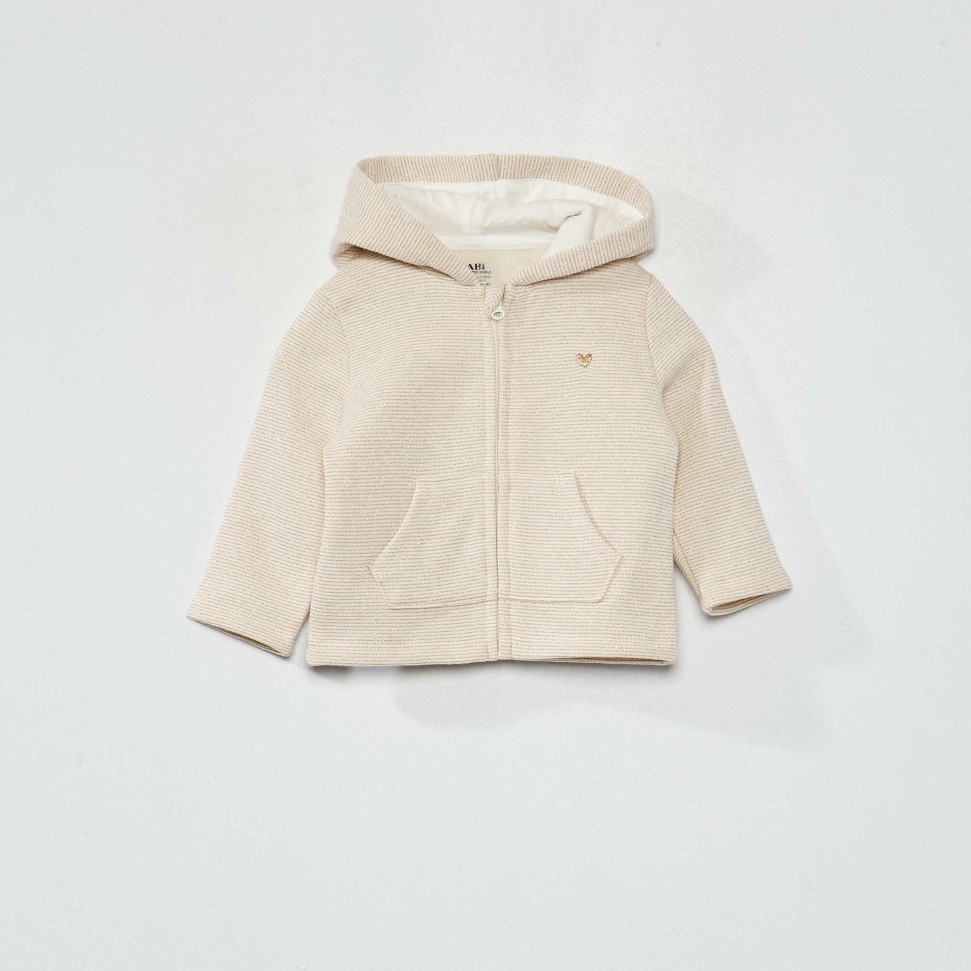 Sweat zipp capuche avec imprim Blanc rayures