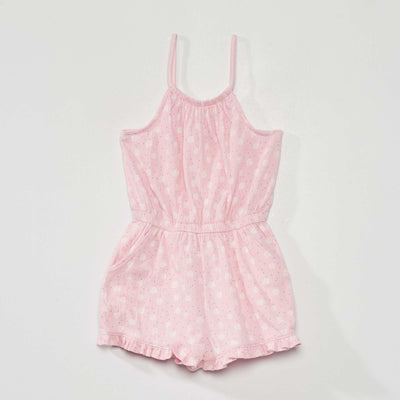 Combishort en maille ondul e avec imprim Rose