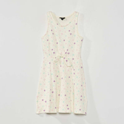 Robe imprim e en maille ondul e Blanc