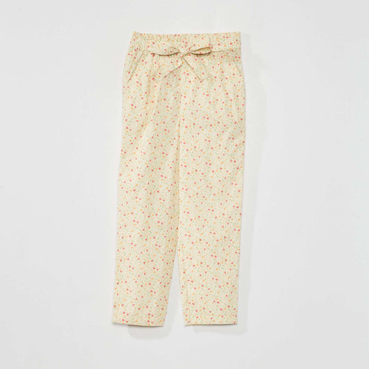 Pantalon imprim droit centur Blanc