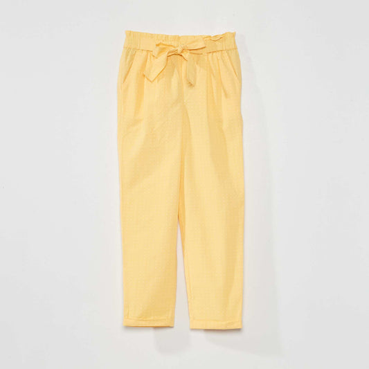 Pantalon imprim droit centur Jaune